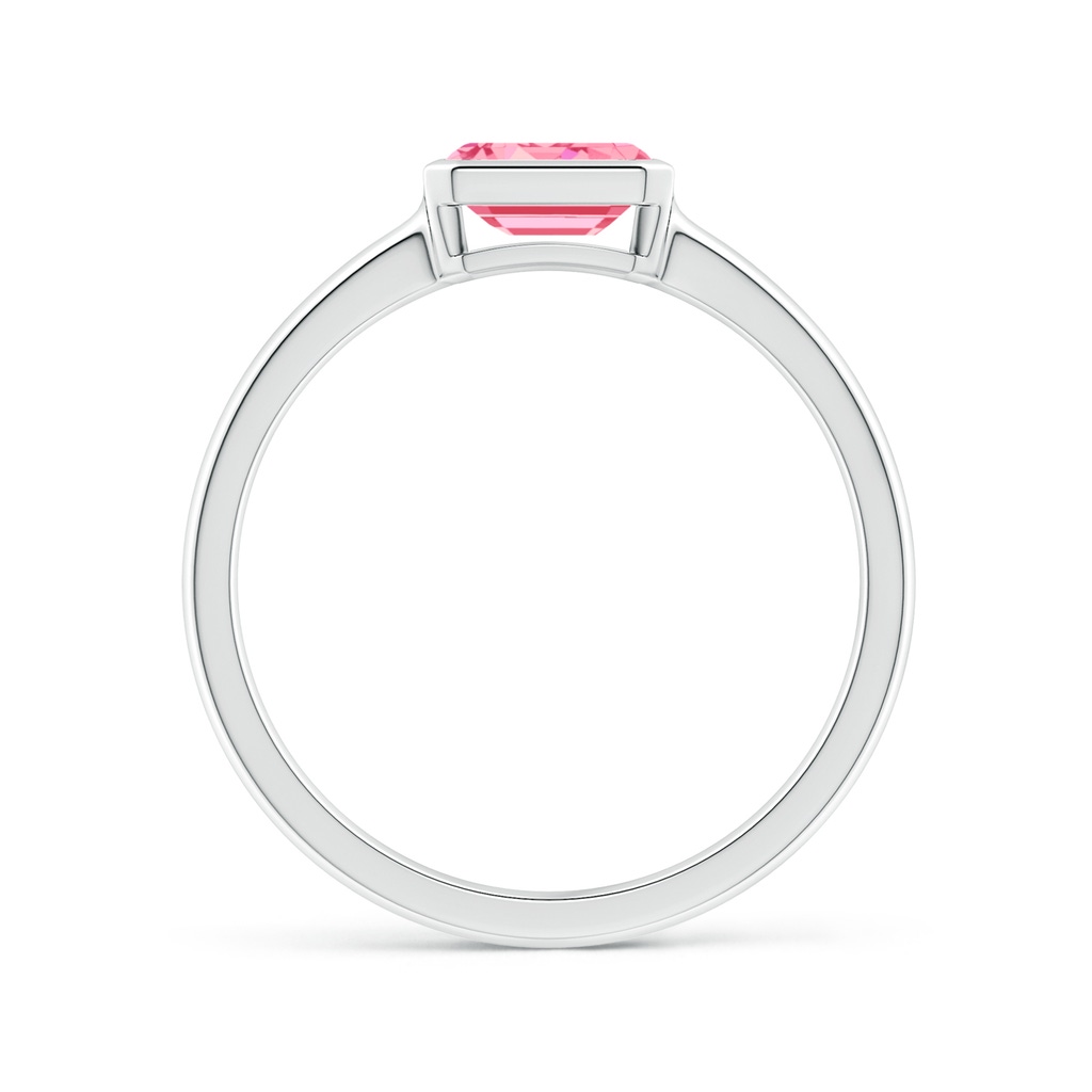 6x4mm AAAA East-West Emerald-Cut Fancy Intense Pink Diamond Solitaire Ring in Bezel Setting in P950 Platinum - side 199