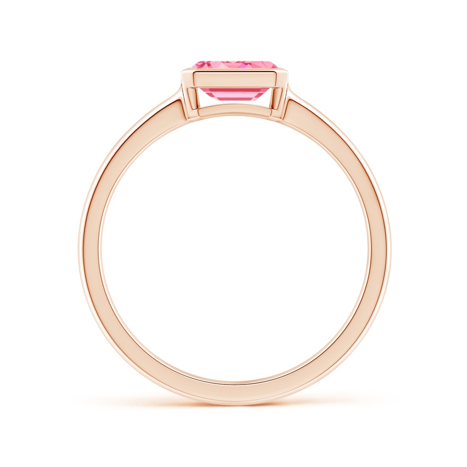 6x4mm AAAA East-West Emerald-Cut Fancy Intense Pink Diamond Solitaire Ring in Bezel Setting in Rose Gold side 199