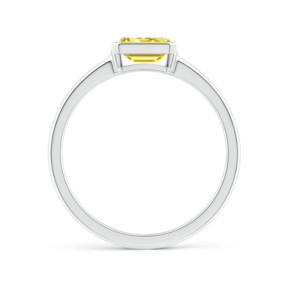 6x4mm AAAA East-West Emerald-Cut Fancy Intense Yellow Diamond Solitaire Ring in Bezel Setting in P950 Platinum side 199