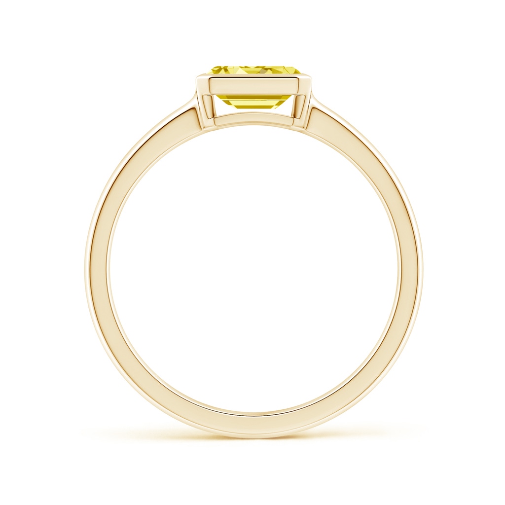 6x4mm AAAA East-West Emerald-Cut Fancy Intense Yellow Diamond Solitaire Ring in Bezel Setting in Yellow Gold - side 199