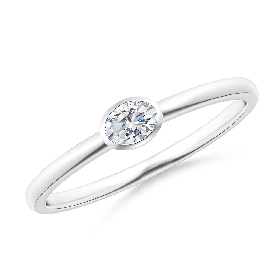 4x3mm GVS2 East-West Oval Diamond Solitaire Ring in Bezel Setting in White Gold 