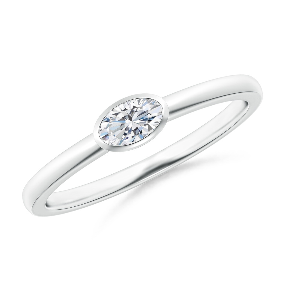 5x3mm GVS2 East-West Oval Diamond Solitaire Ring in Bezel Setting in White Gold 