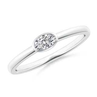 5x3mm HSI2 East-West Oval Diamond Solitaire Ring in Bezel Setting in White Gold