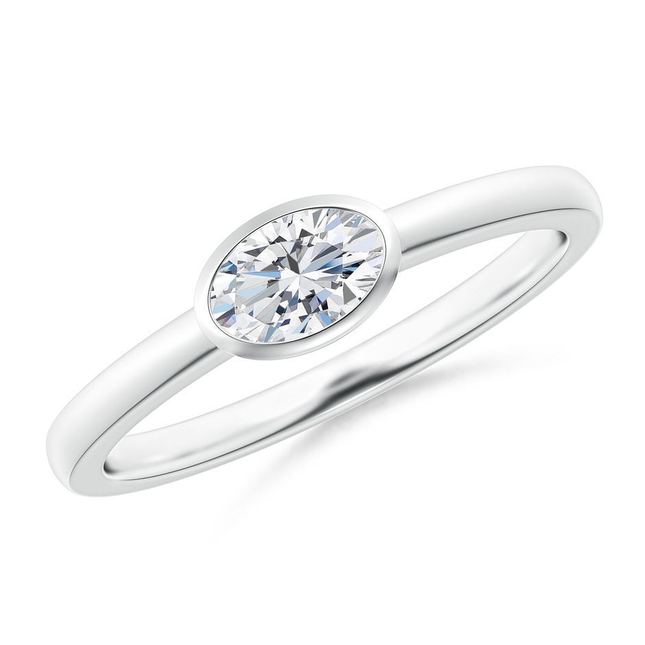 6x4mm GVS2 East-West Oval Diamond Solitaire Ring in Bezel Setting in P950 Platinum 
