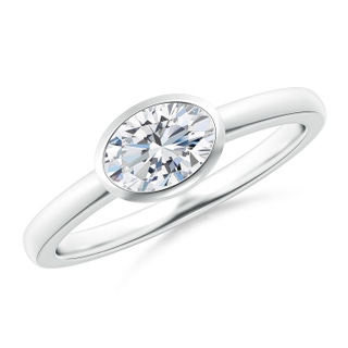 7x5mm GVS2 East-West Oval Diamond Solitaire Ring in Bezel Setting in P950 Platinum