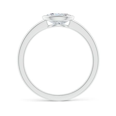 7x5mm GVS2 East-West Oval Diamond Solitaire Ring in Bezel Setting in White Gold