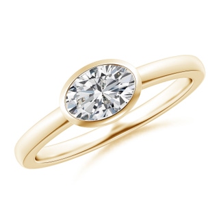 7x5mm HSI2 East-West Oval Diamond Solitaire Ring in Bezel Setting in Yellow Gold