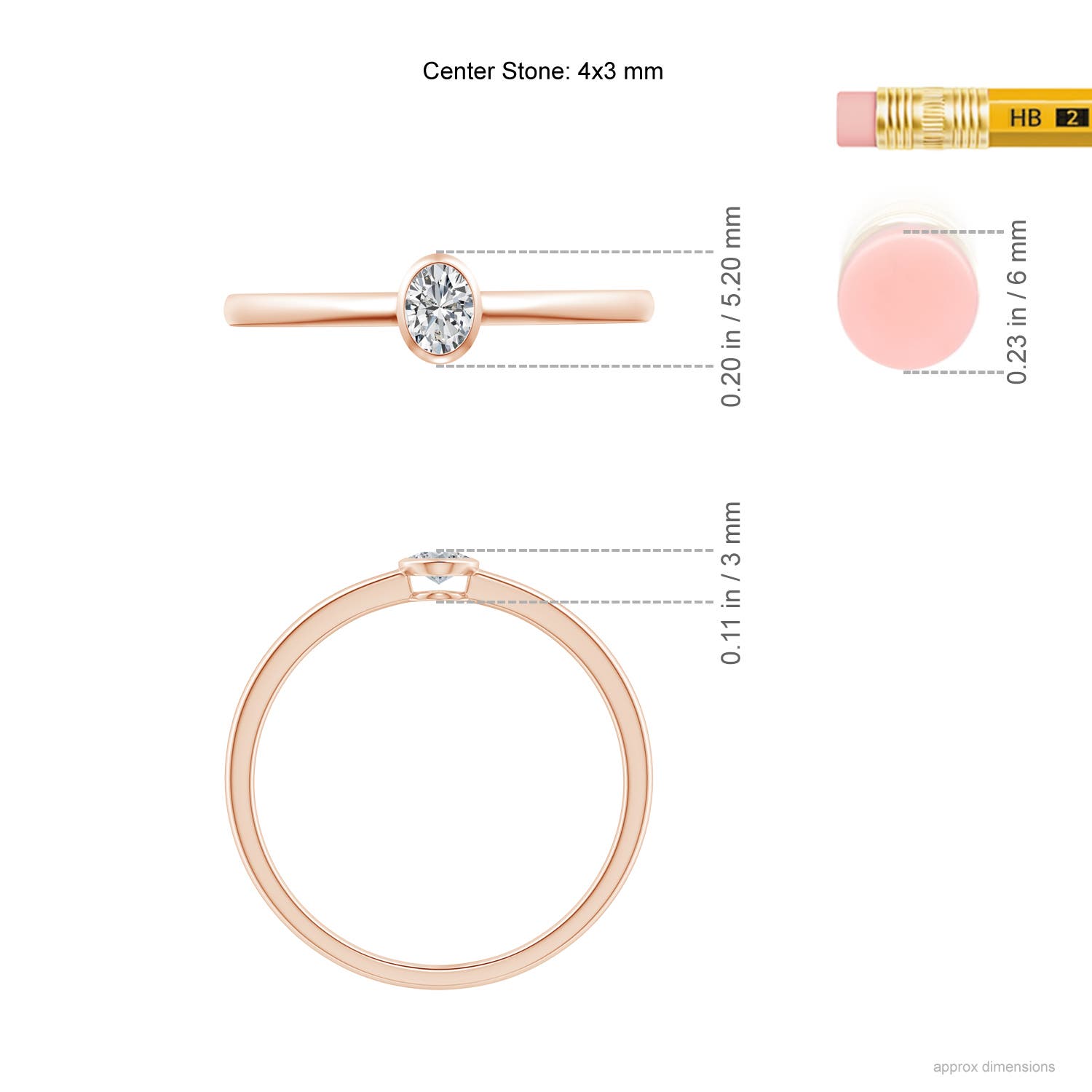 H, SI2 / 0.12 CT / 14 KT Rose Gold