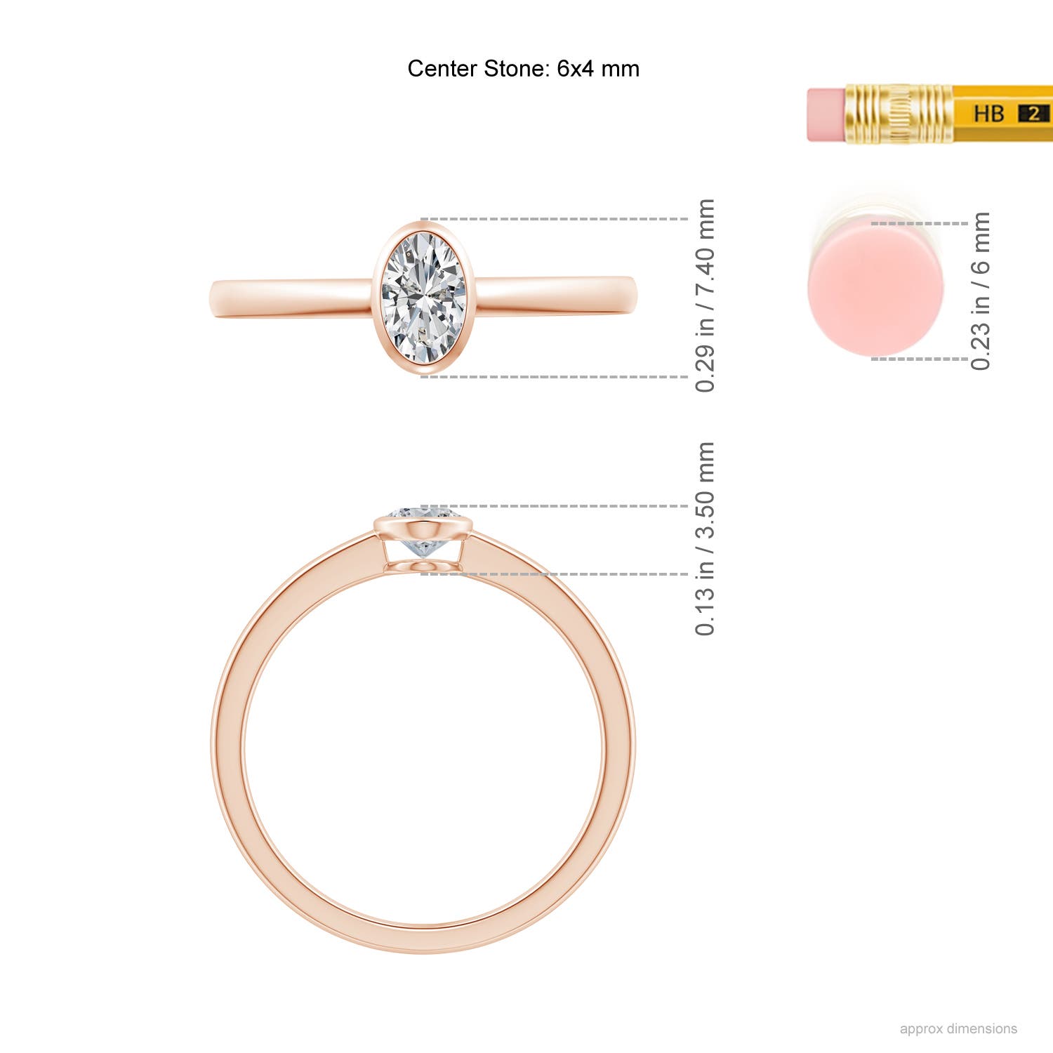 H, SI2 / 0.43 CT / 14 KT Rose Gold