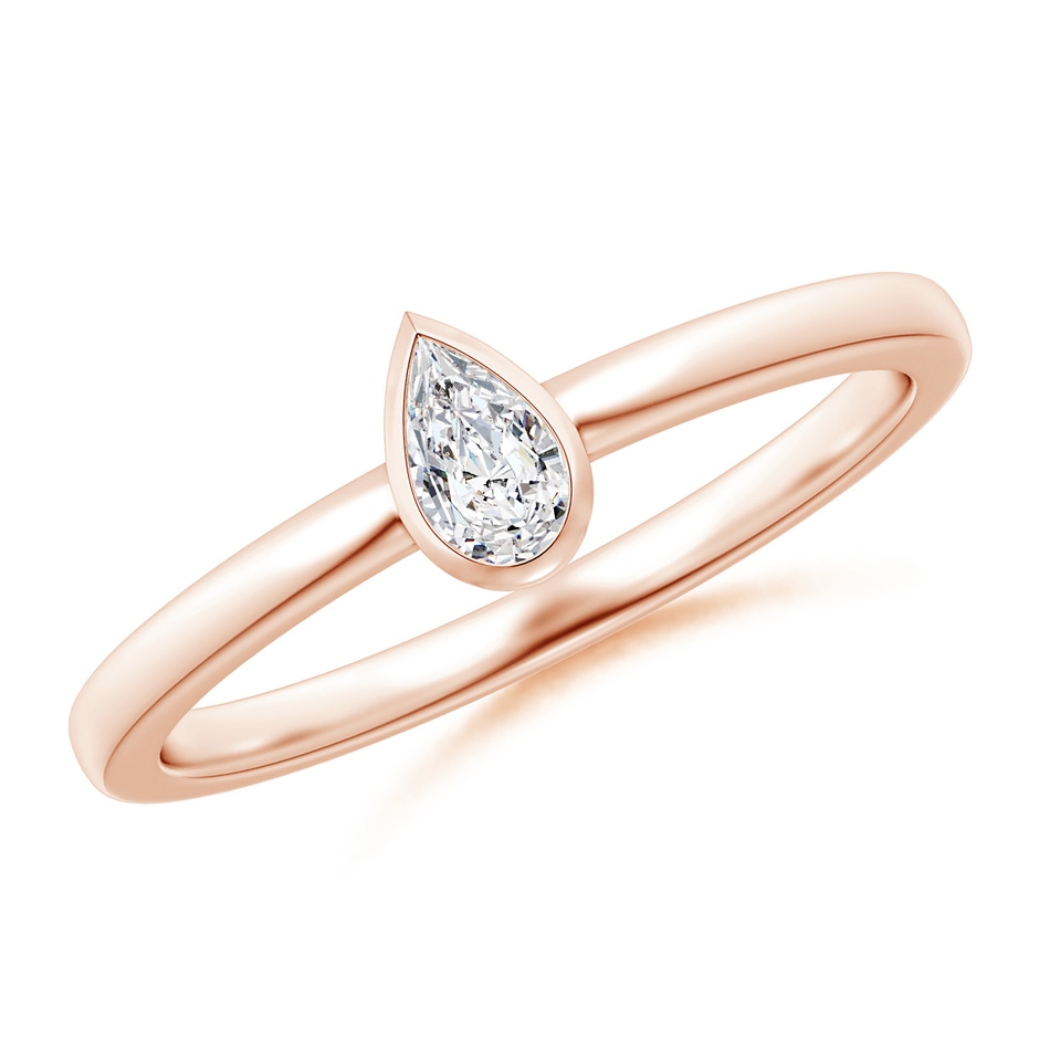 5x3mm HSI2 Bezel-Set Pear Diamond Solitaire Ring in Rose Gold 