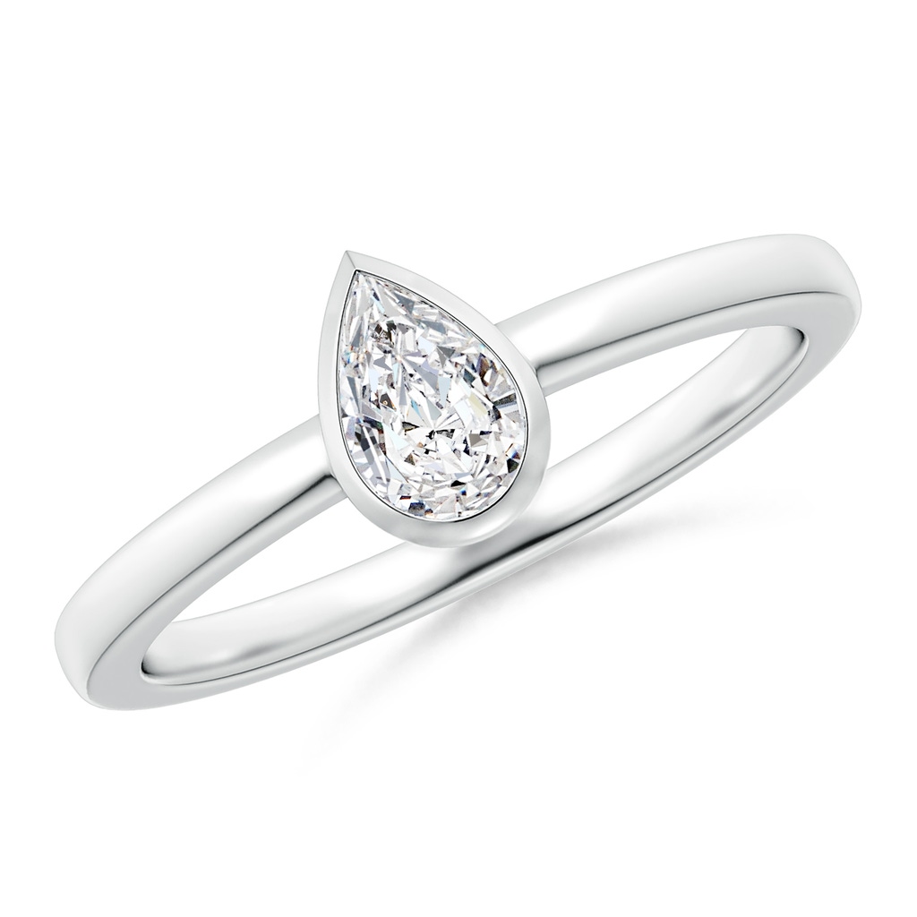 6x4mm HSI2 Bezel-Set Pear Diamond Solitaire Ring in White Gold