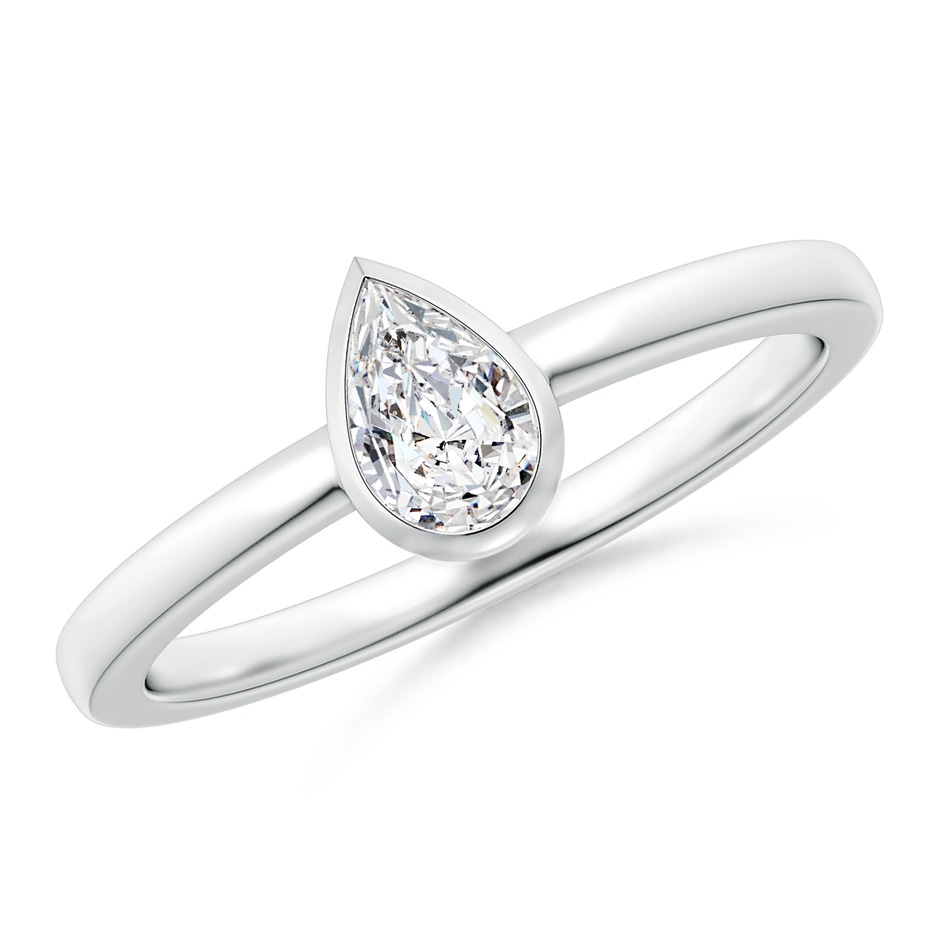 6x4mm HSI2 Bezel-Set Pear Diamond Solitaire Ring in White Gold 