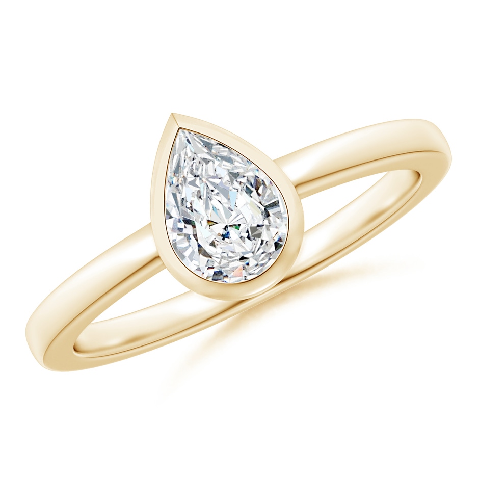 7x5mm GVS2 Bezel-Set Pear Diamond Solitaire Ring in Yellow Gold 