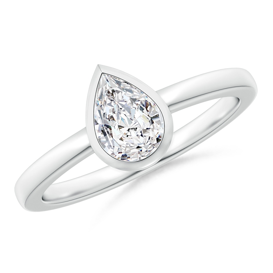 7x5mm HSI2 Bezel-Set Pear Diamond Solitaire Ring in White Gold 