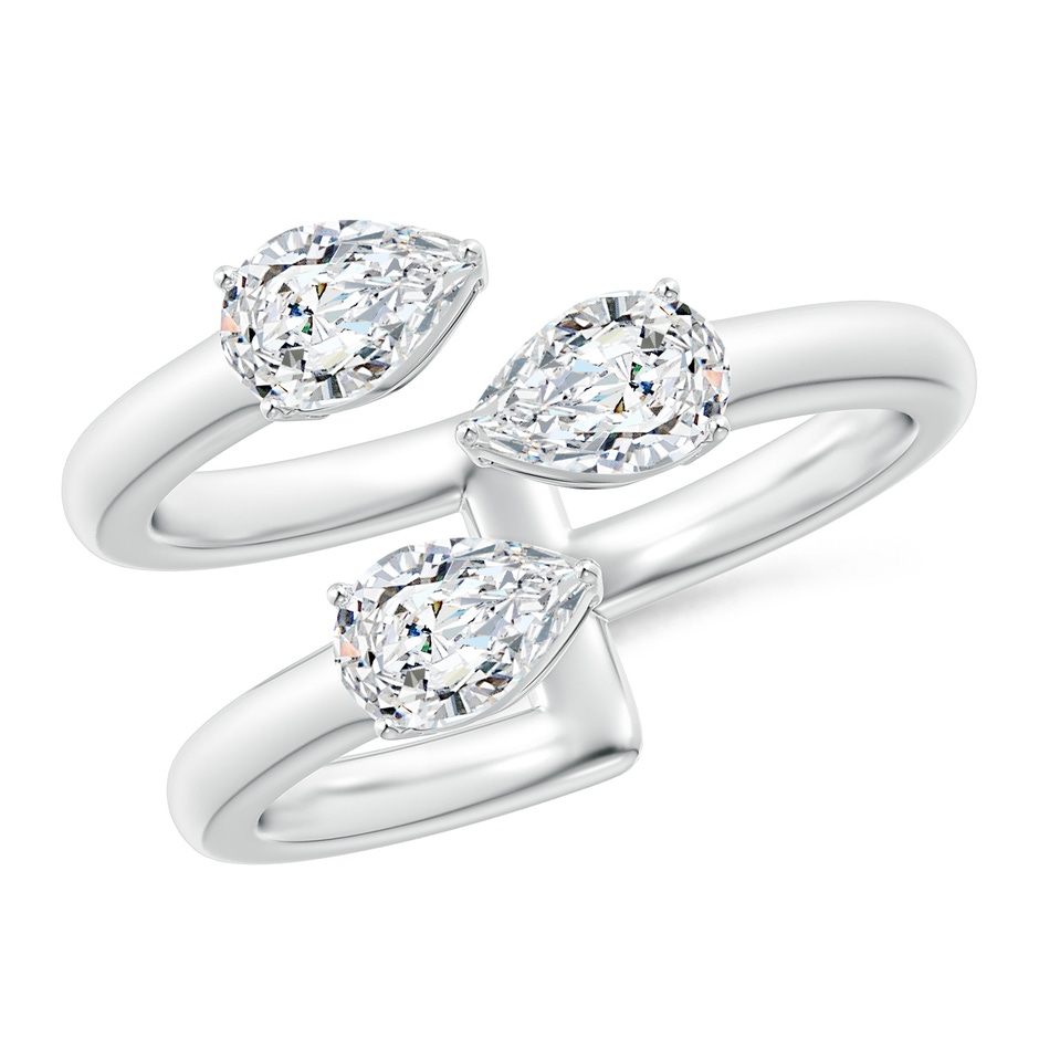 6x4mm GVS2 Pear-Shaped Diamond Three Stone Open Ring in P950 Platinum 