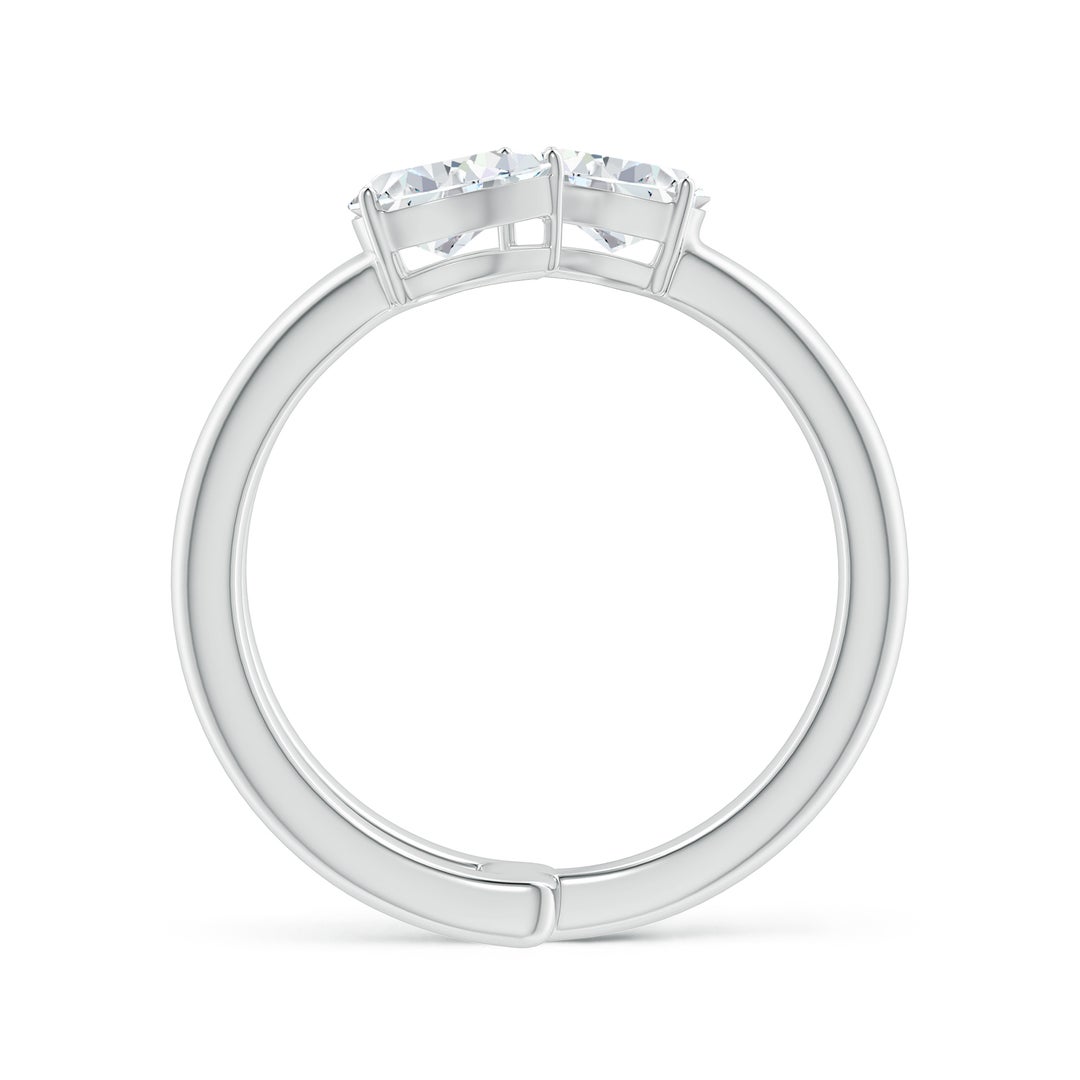 6x4mm GVS2 Pear-Shaped Diamond Three Stone Open Ring in White Gold - side 2