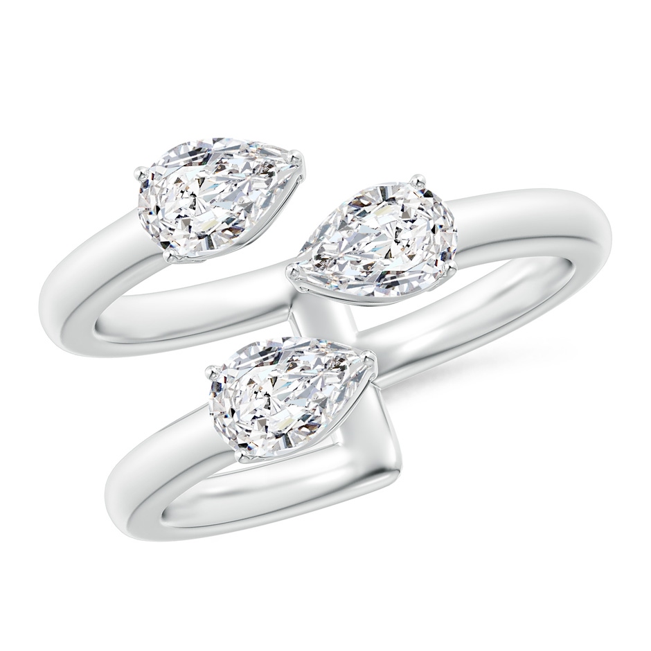 6x4mm HSI2 Pear-Shaped Diamond Three Stone Open Ring in White Gold 