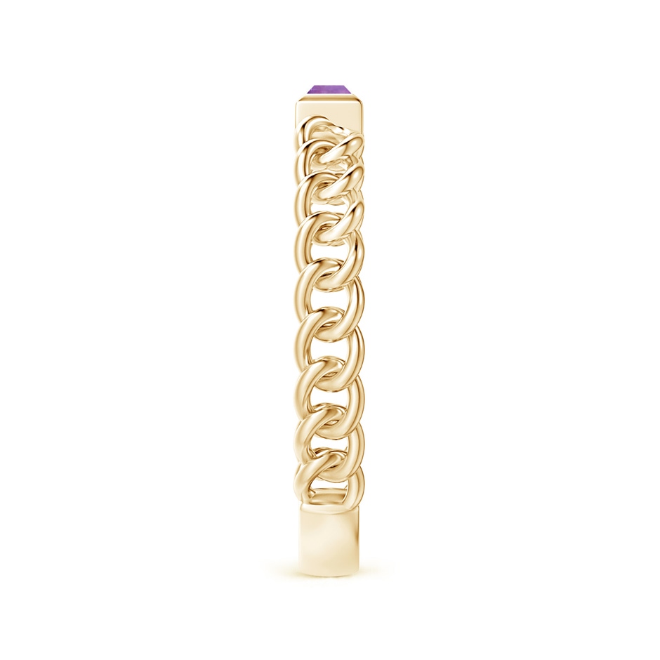 6x2mm A Bezel-Set Baguette Amethyst Solitaire Curb Link Ring in Yellow Gold side-2