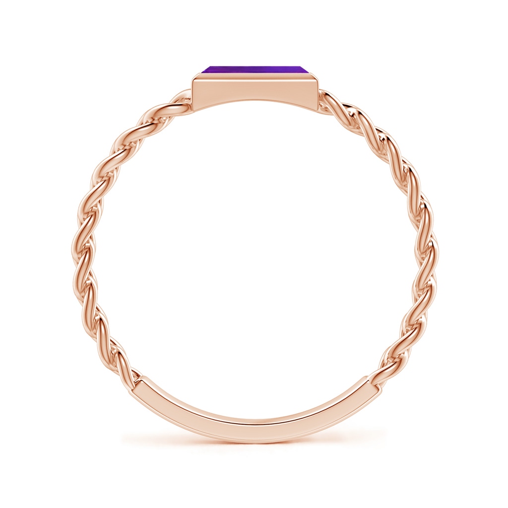 6x2mm AAAA Bezel-Set Baguette Amethyst Solitaire Curb Link Ring in Rose Gold - side_1