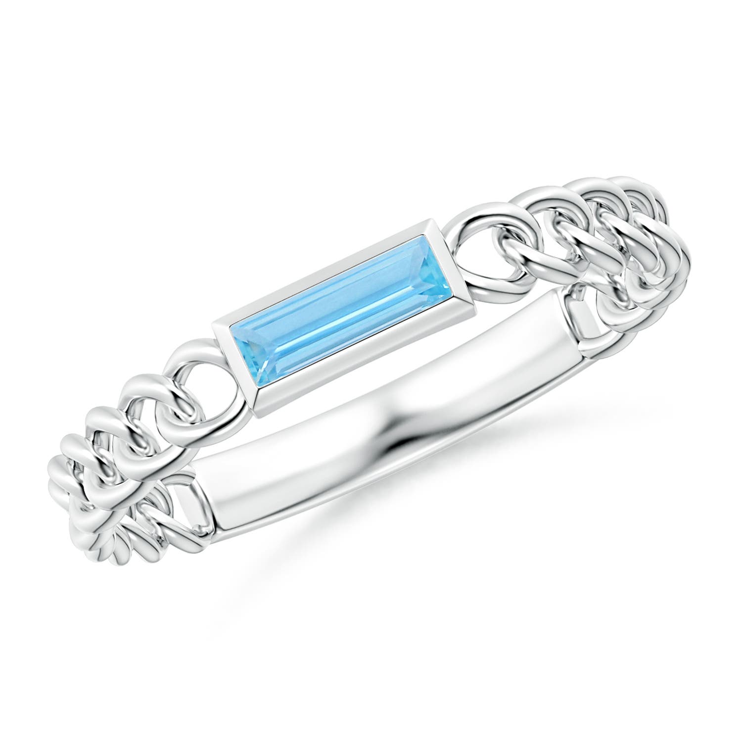 A - Swiss Blue Topaz / 0.22 CT / 14 KT White Gold