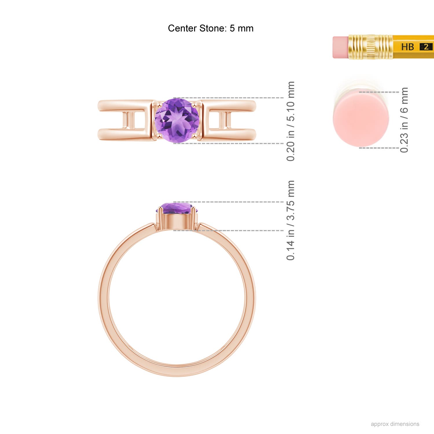 A - Amethyst / 0.45 CT / 14 KT Rose Gold