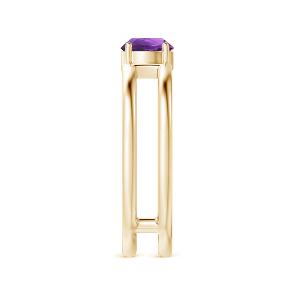 5mm AAA Amethyst Solitaire Parallel Split Shank Ring in Yellow Gold side-2