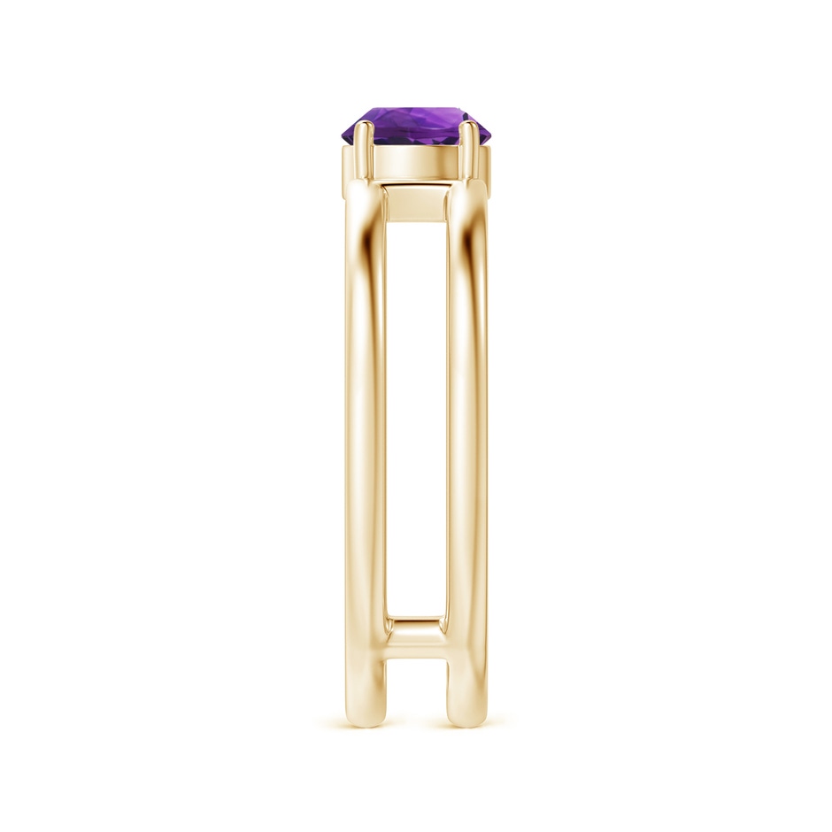 5mm AAAA Amethyst Solitaire Parallel Split Shank Ring in Yellow Gold side-2