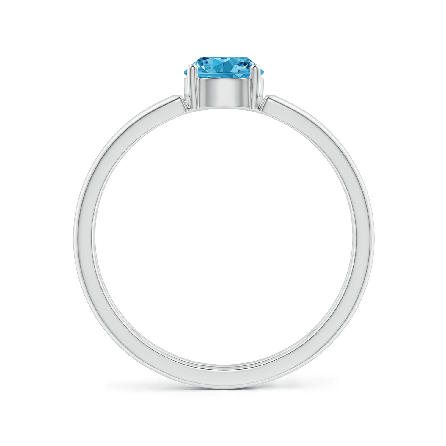 5mm AAAA Fancy Intense Blue Diamond Solitaire Parallel Split Shank Ring in White Gold - side 3