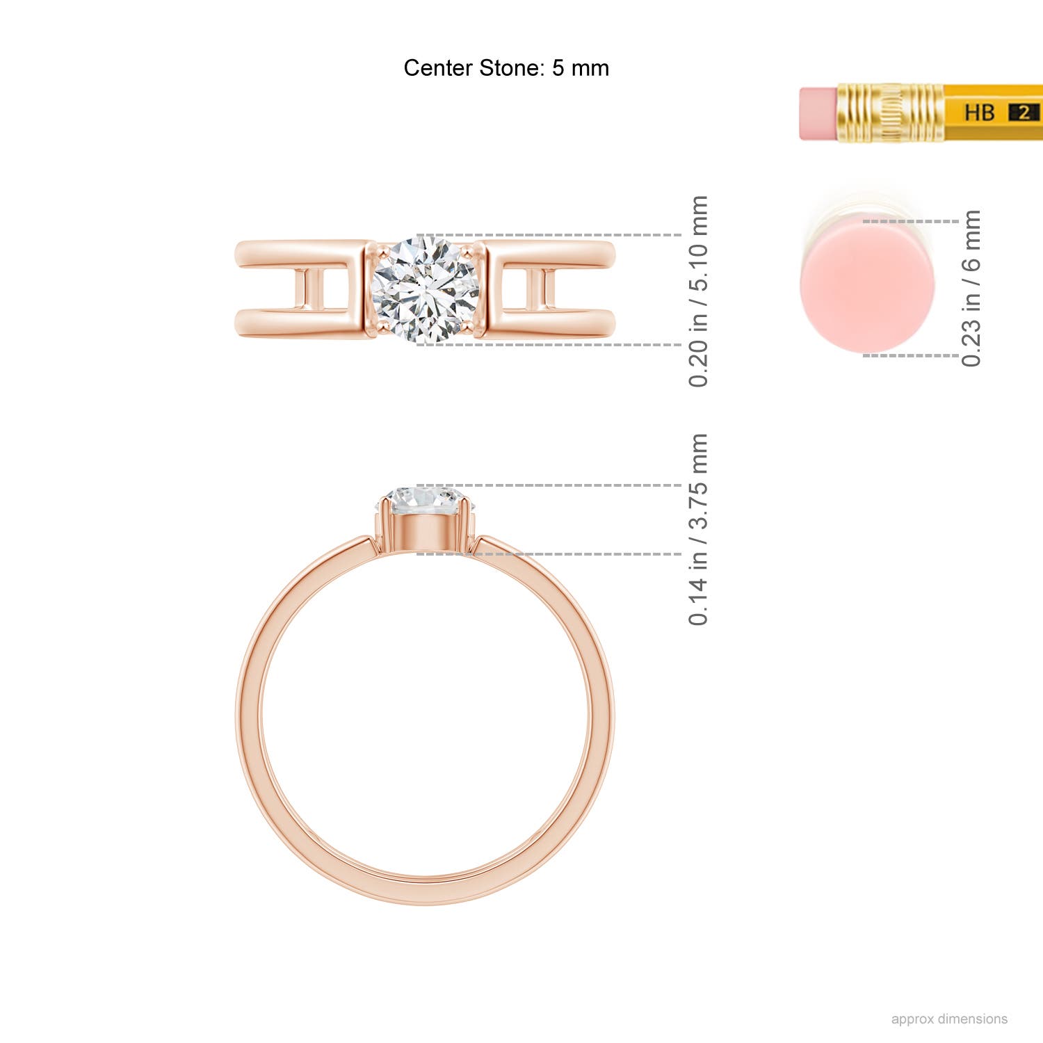 H, SI2 / 0.47 CT / 14 KT Rose Gold