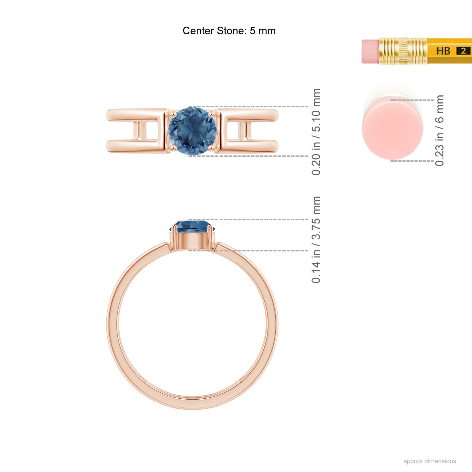 A - London Blue Topaz / 0.6 CT / 14 KT Rose Gold