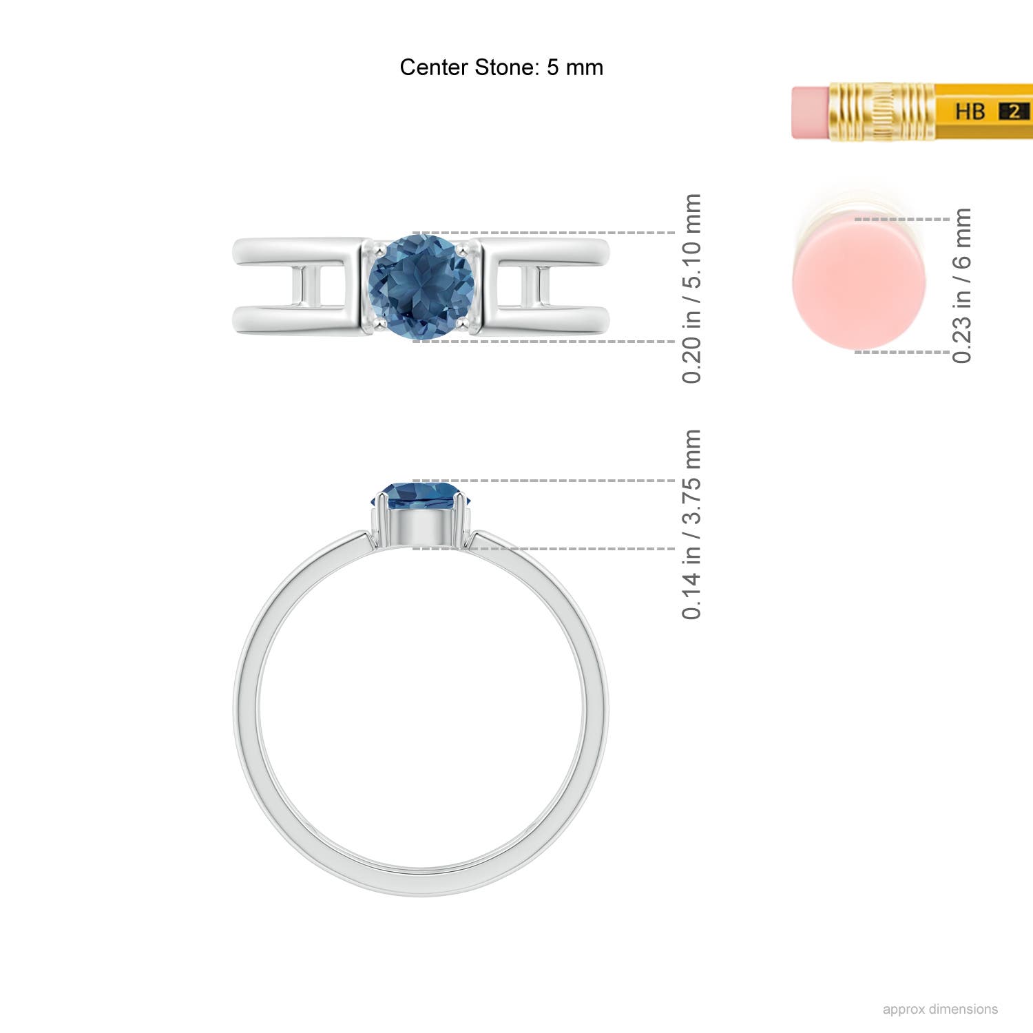 A - London Blue Topaz / 0.6 CT / 14 KT White Gold