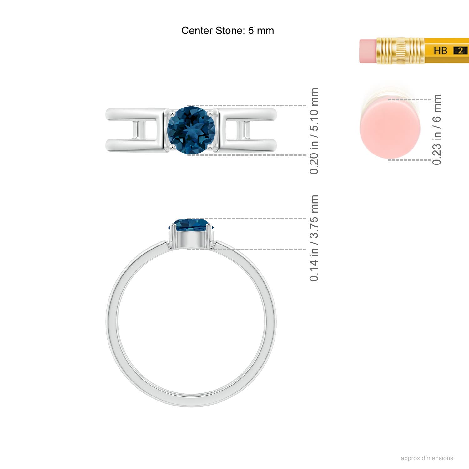 AAA - London Blue Topaz / 0.6 CT / 14 KT White Gold