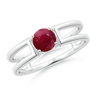 5mm A Ruby Solitaire Parallel Split Shank Ring in P950 Platinum