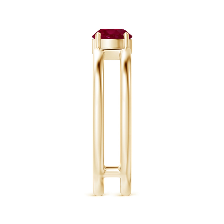 5mm A Ruby Solitaire Parallel Split Shank Ring in Yellow Gold Side-2