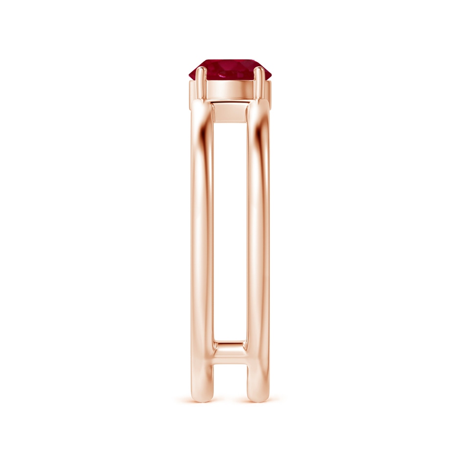 5mm AA Ruby Solitaire Parallel Split Shank Ring in Rose Gold Side-2