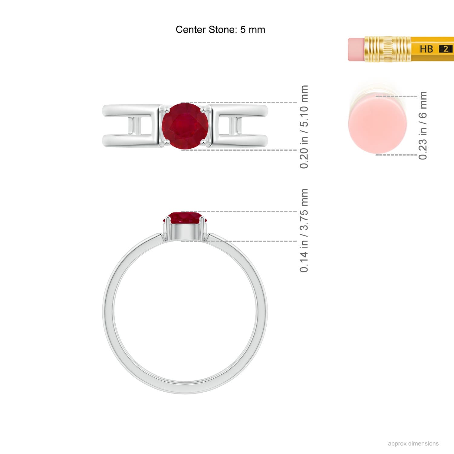 AA - Ruby / 0.6 CT / 14 KT White Gold