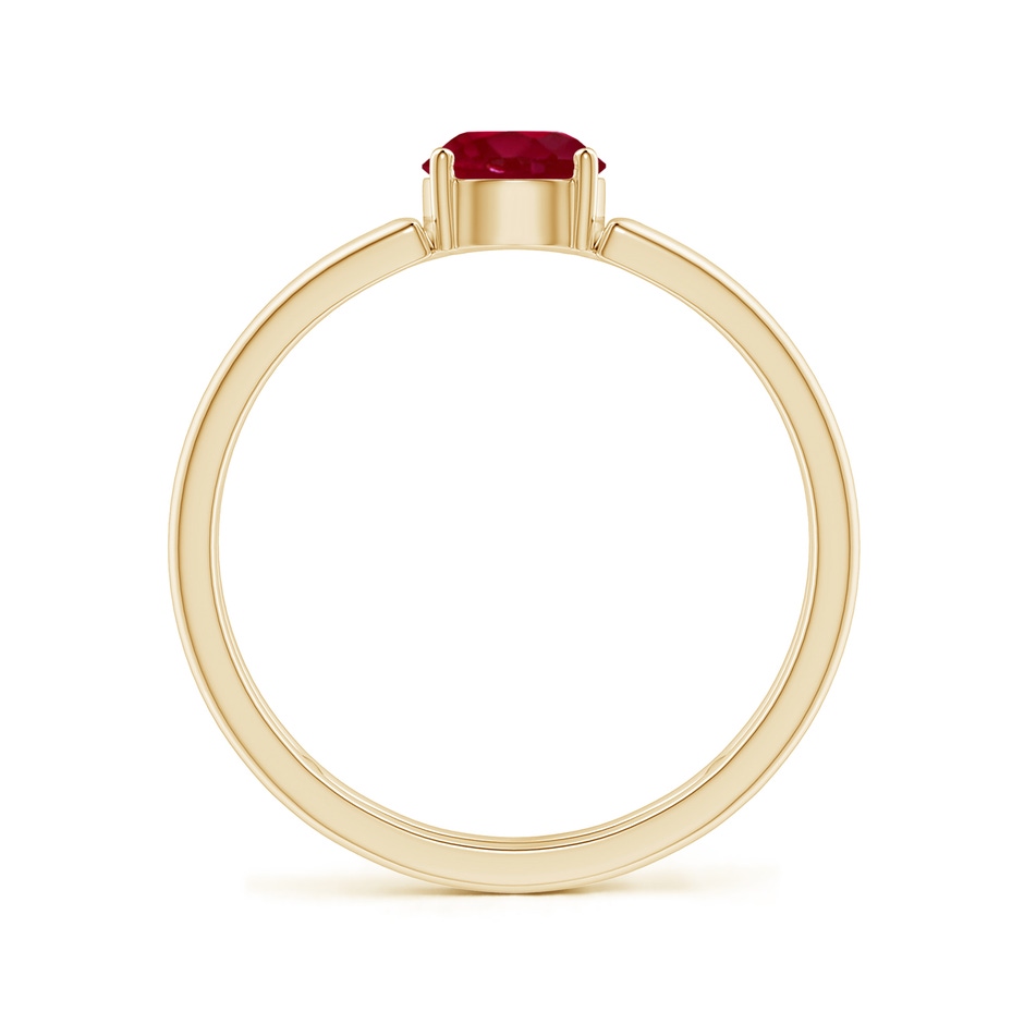 5mm AA Ruby Solitaire Parallel Split Shank Ring in Yellow Gold Side-1