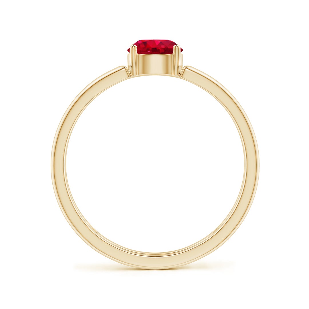 Ruby Solitaire Parallel Split Shank Engagement Ring
