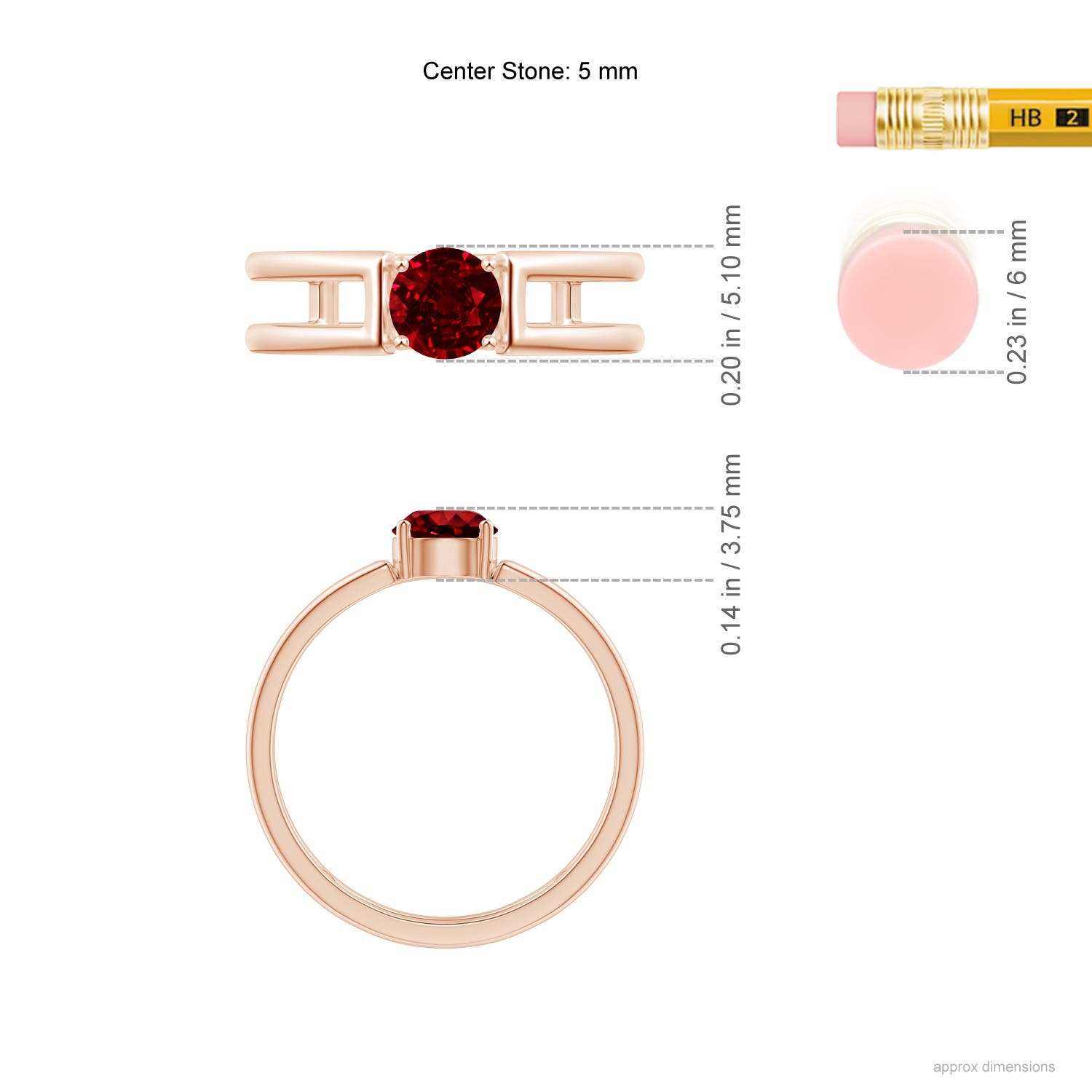 AAAA - Ruby / 0.6 CT / 14 KT Rose Gold