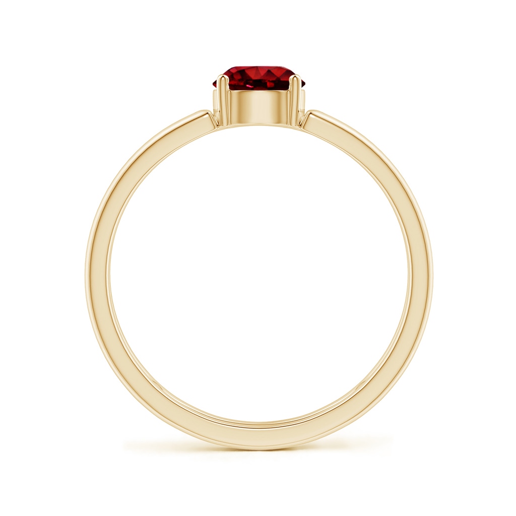 5mm AAAA Ruby Solitaire Parallel Split Shank Ring in Yellow Gold - Side_1