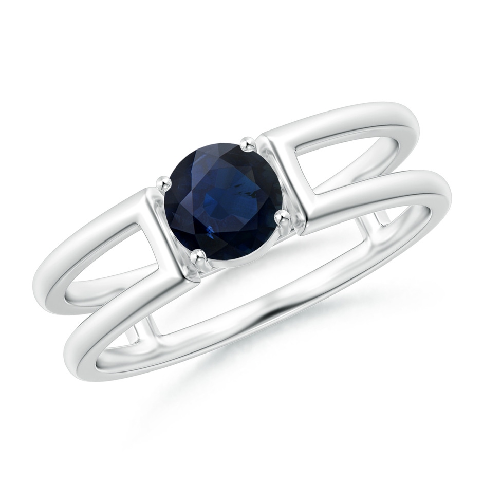 5mm A Sapphire Solitaire Parallel Split Shank Ring in P950 Platinum 