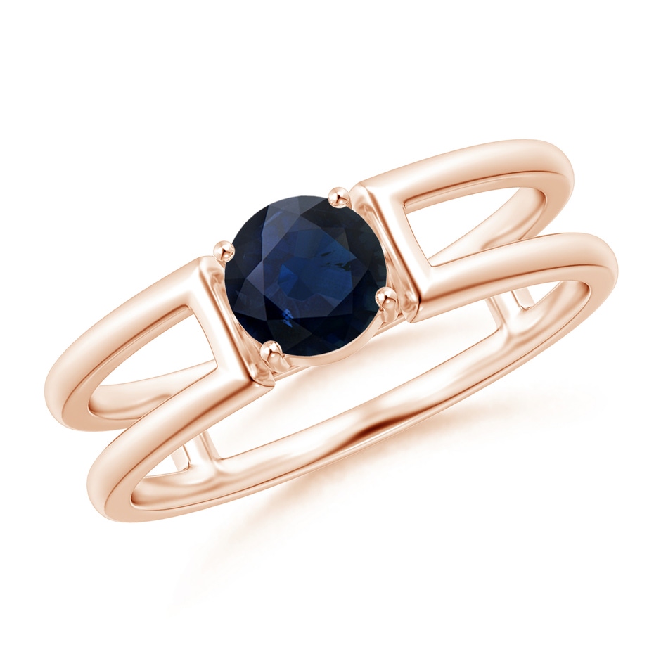 5mm A Sapphire Solitaire Parallel Split Shank Ring in Rose Gold 
