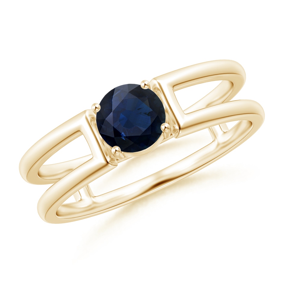 5mm A Sapphire Solitaire Parallel Split Shank Ring in Yellow Gold 