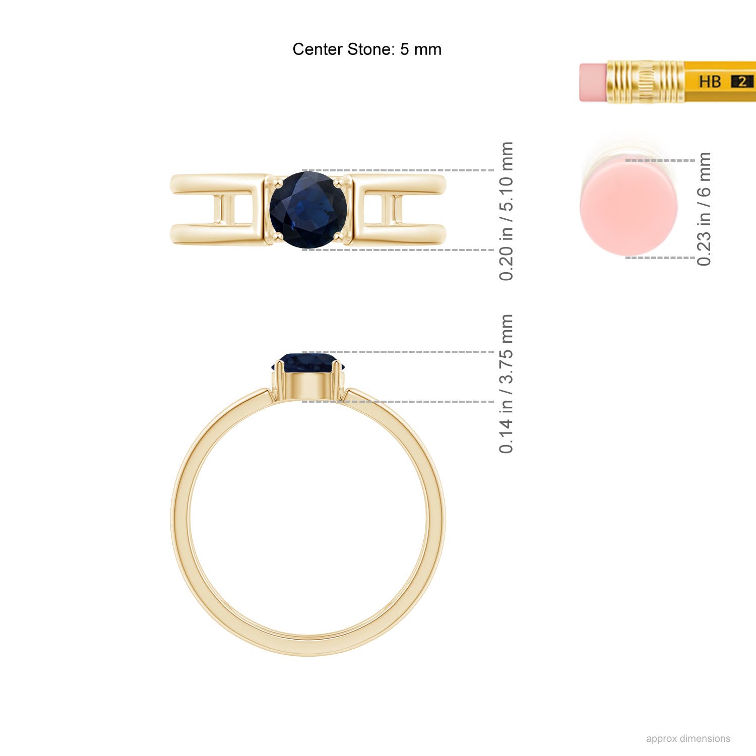 A - Blue Sapphire / 0.6 CT / 14 KT Yellow Gold