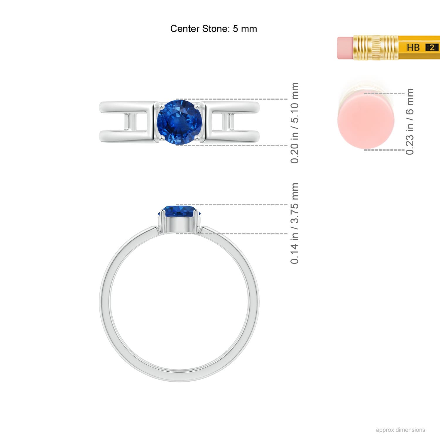 AAA - Blue Sapphire / 0.6 CT / 14 KT White Gold