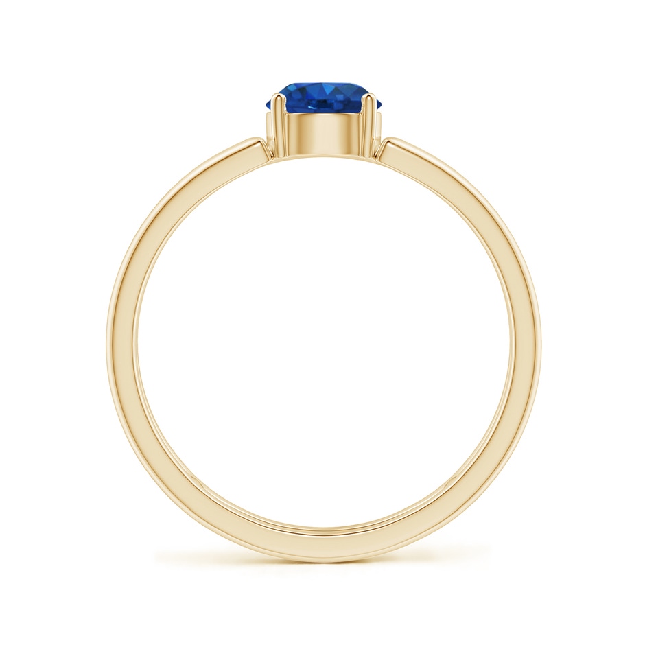 5mm AAA Sapphire Solitaire Parallel Split Shank Ring in Yellow Gold Side-1