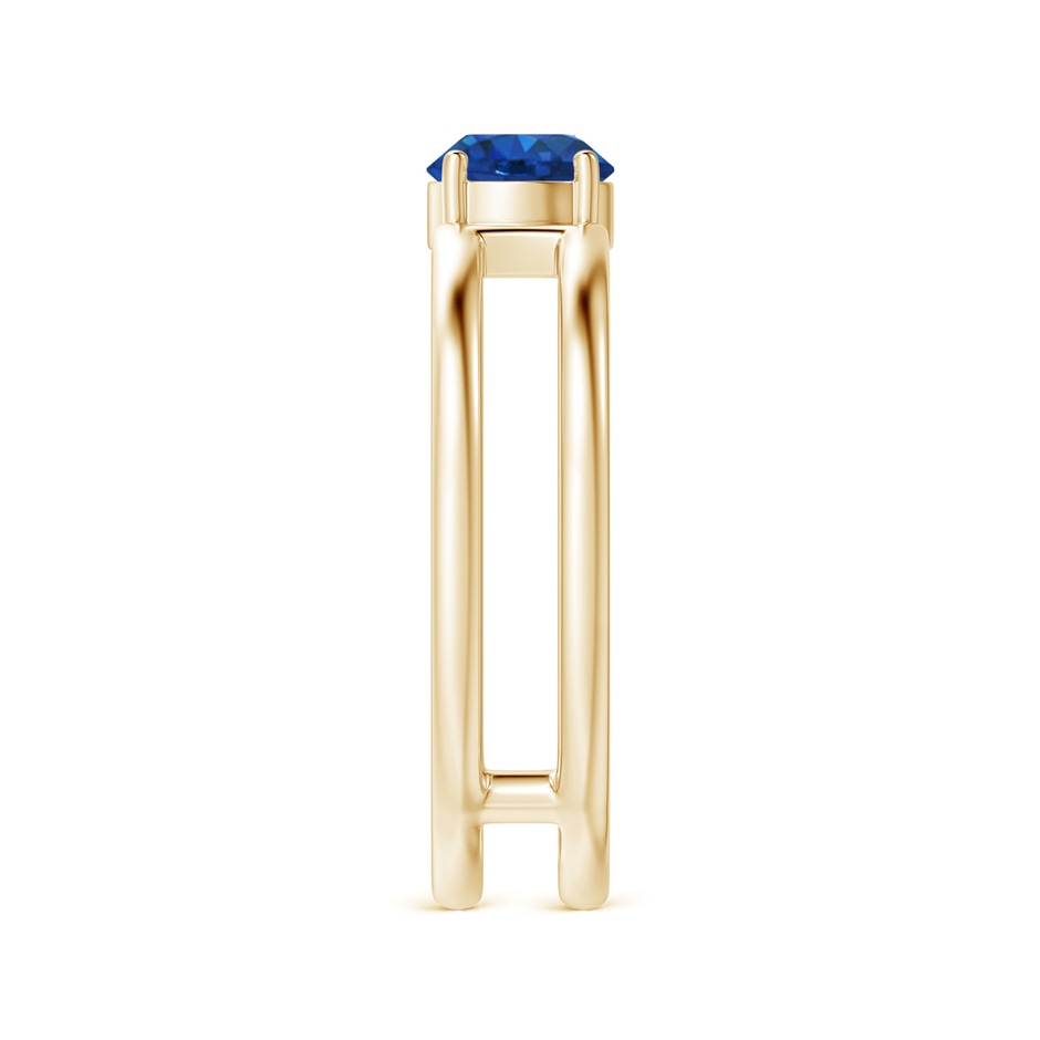 5mm AAA Sapphire Solitaire Parallel Split Shank Ring in Yellow Gold Side-2