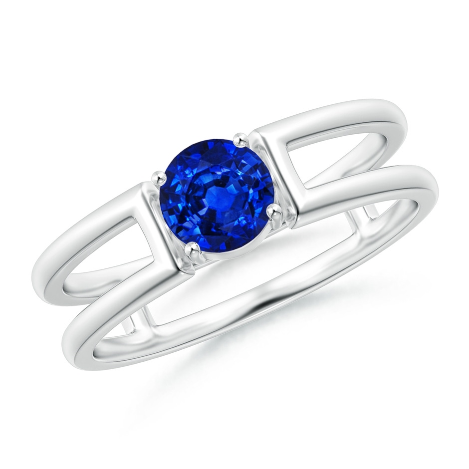 5mm AAAA Sapphire Solitaire Parallel Split Shank Ring in P950 Platinum 