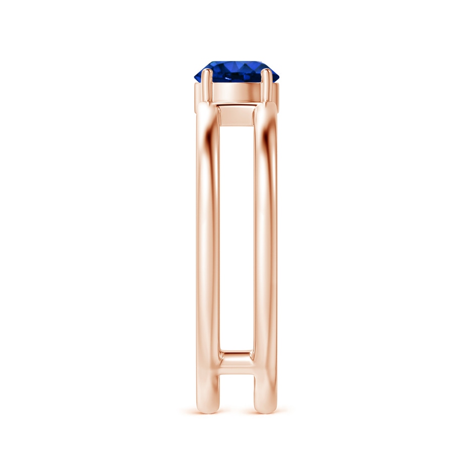 5mm AAAA Sapphire Solitaire Parallel Split Shank Ring in Rose Gold Side-2