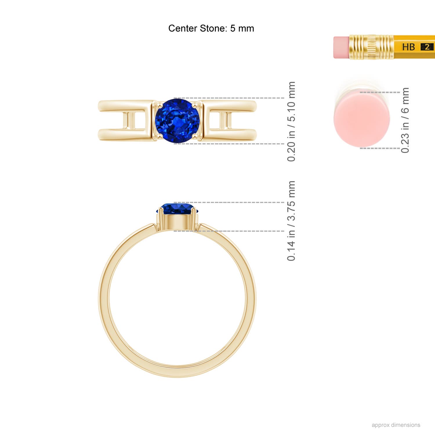 AAAA - Blue Sapphire / 0.6 CT / 14 KT Yellow Gold